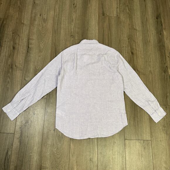 J.Crew Classic Fit Linen Shirt Mens M Purple Button Up Long Sleeve Lightweight - Picture 8 of 10